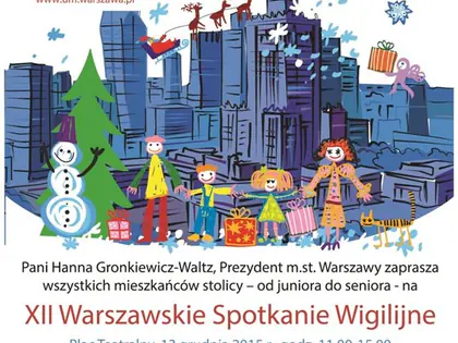 Plakat „XII Warszawskie Spotkanie Wigilijne”, Plac Teatralny, 13 grudnia 2015, godz. 11.00–15.00