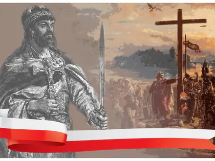 Obraz Matejki, na którym są historyczne sceny z chrztu Polski